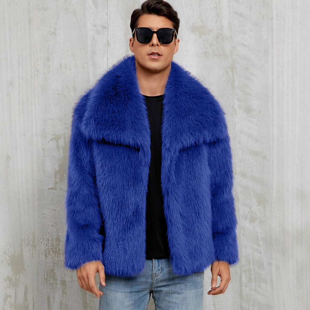 Herren-Jacke aus Kunstfell mit Reverskragen