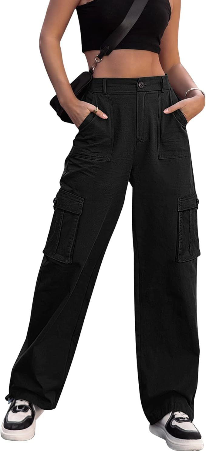 Weite Utility Hose mit hohem Bund