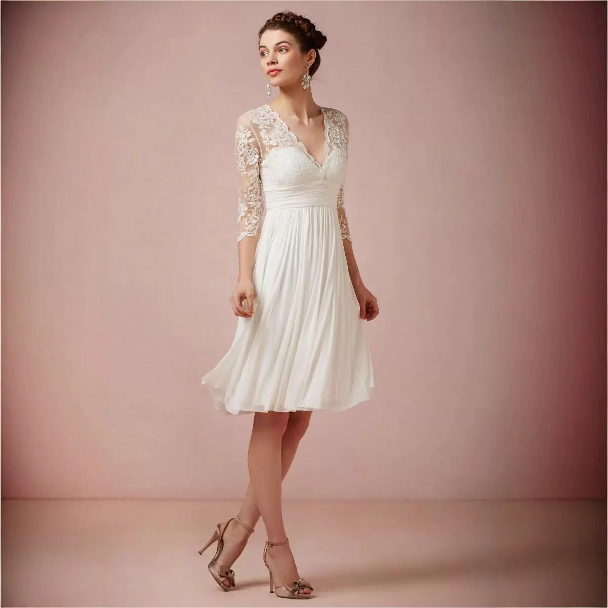 Elegantes Spitzen-Abendkleid mit V-Ausschnitt