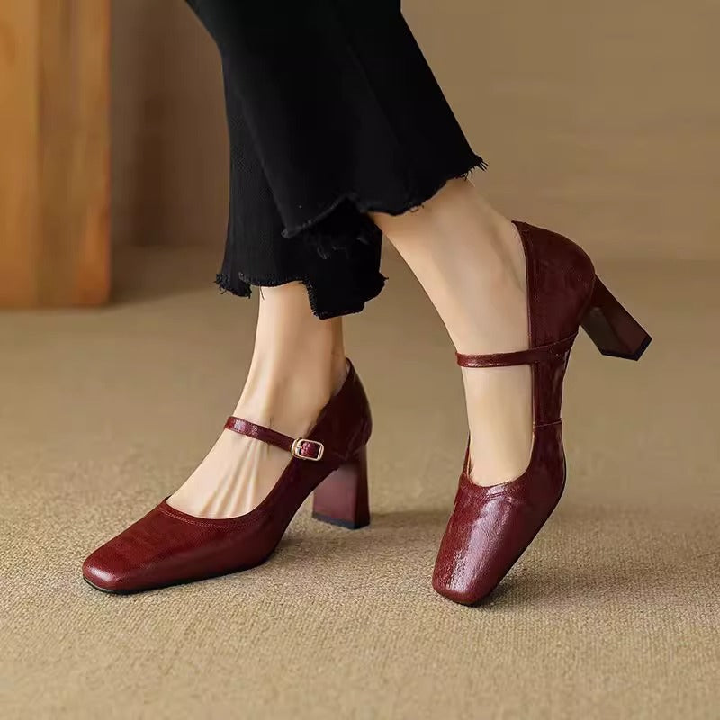Retro Mary Jane Pumps aus Schafsleder