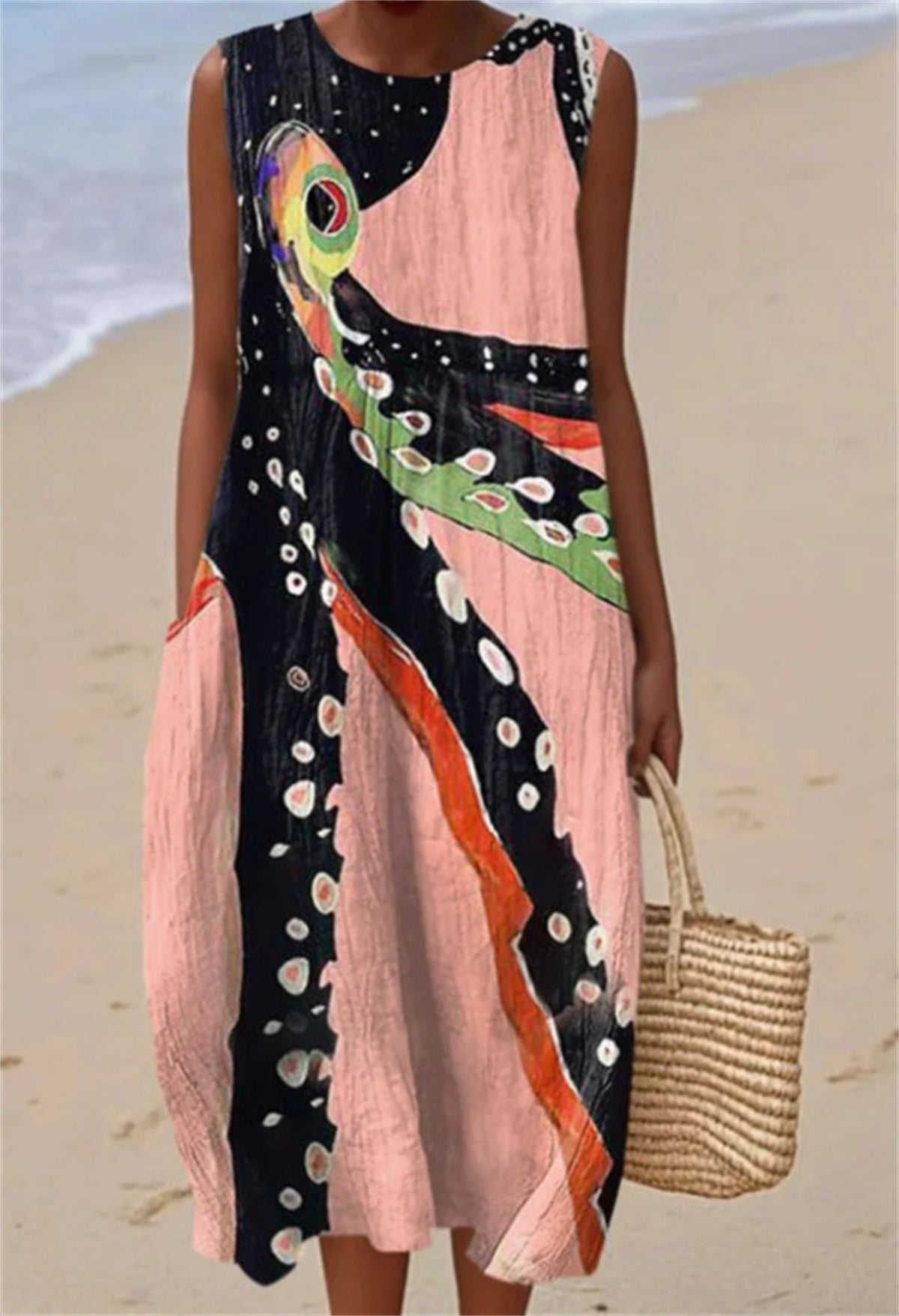Ärmelloses Casual Maxikleid mit Print – Bild 6 | LuxeStyle