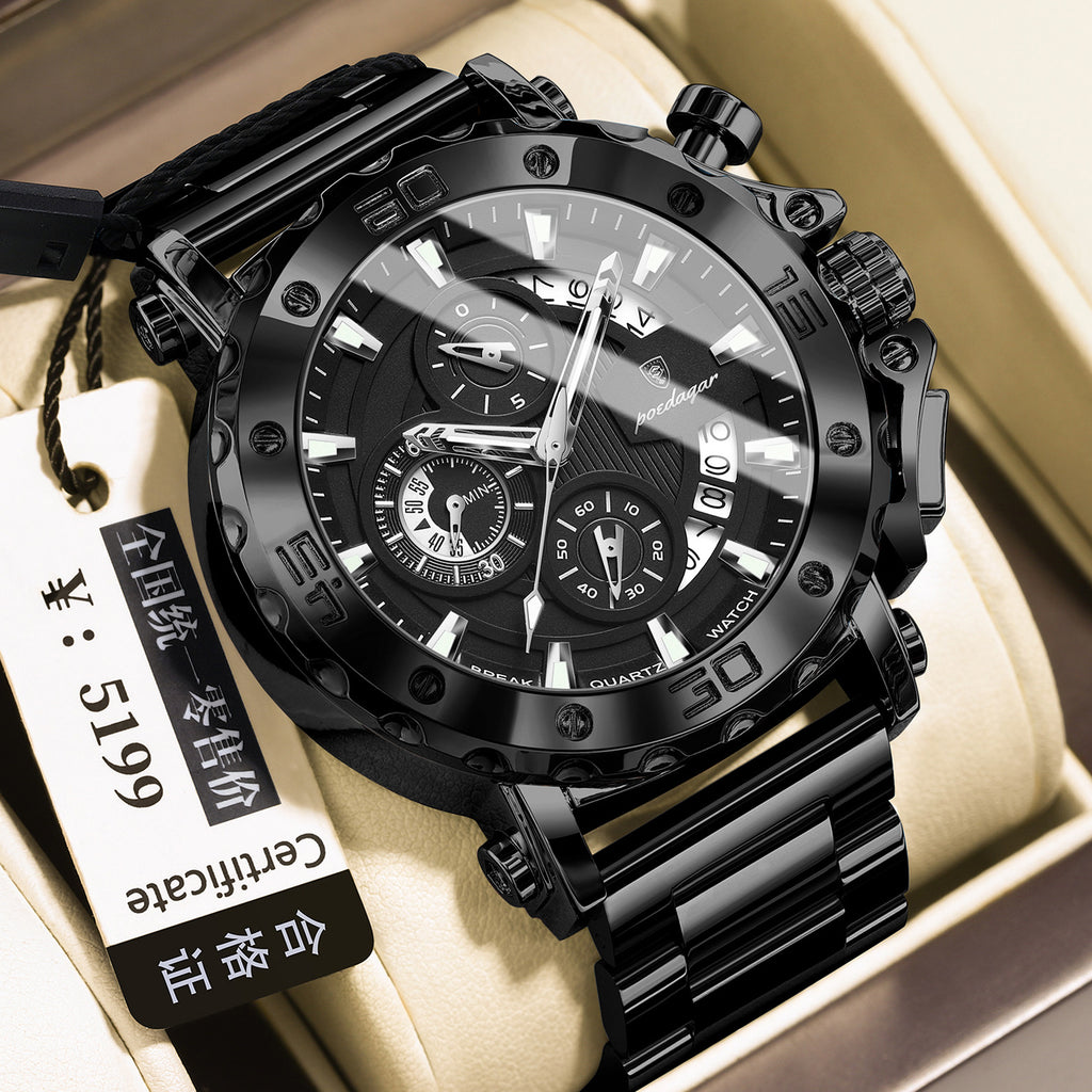 Quarz-Uhr wasserdicht, leuchtend, multifunktional für Herren – Bild 2 | LuxeStyle