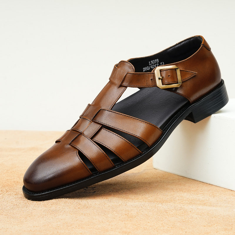 Retro Business Sandalen aus Leder