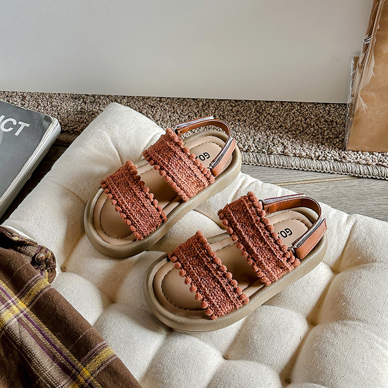Ethno-Retro Sandalen für Mädchen mit weichen Sohlen
