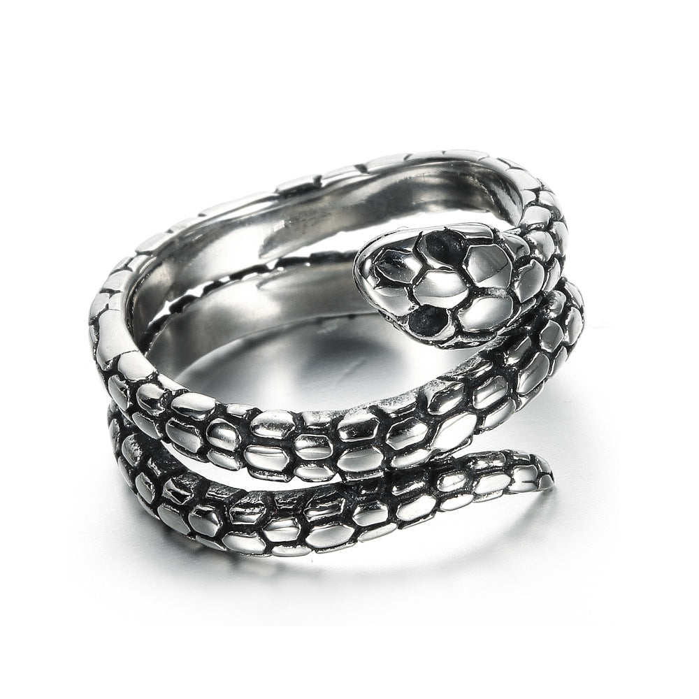 Herren Ring Edelstahl Schlange
