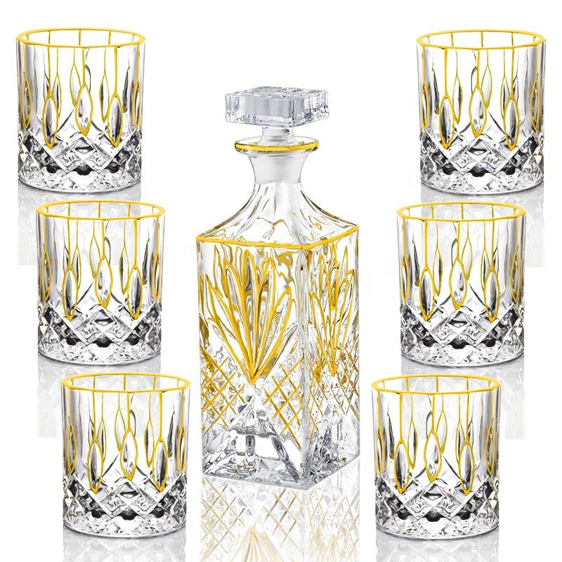 Whiskey-Set mit Goldrand