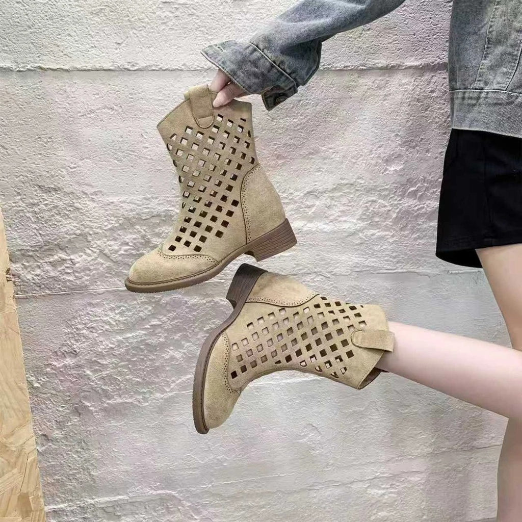 Mesh-Sandalen-Stiefeletten mit Chunky-Heel