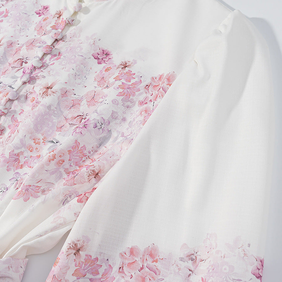Luftiges A-Linien Blumenkleid mit langen Ärmeln – Bild 2 | LuxeStyle