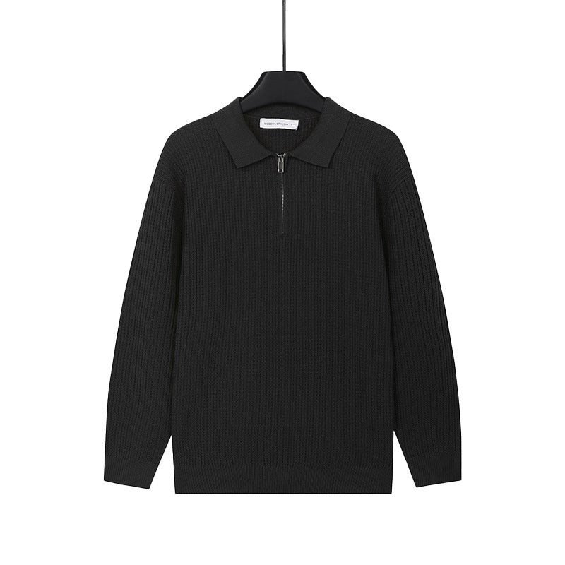 Herren Strickpullover mit Reissverschluss-Polo – Bild 4 | LuxeStyle