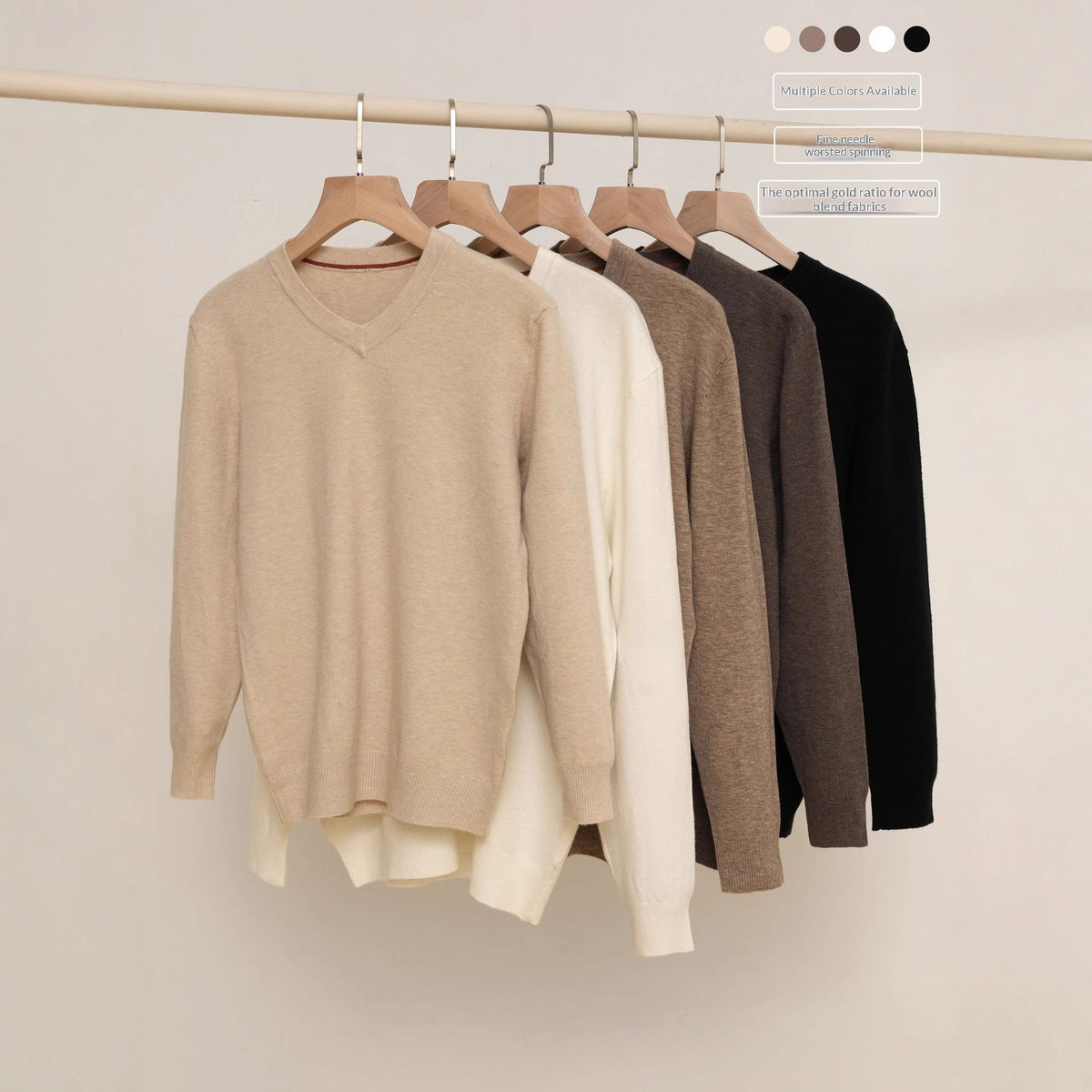 Herren V-Ausschnitt Pullover aus Wollmischung – Bild 3 | LuxeStyle