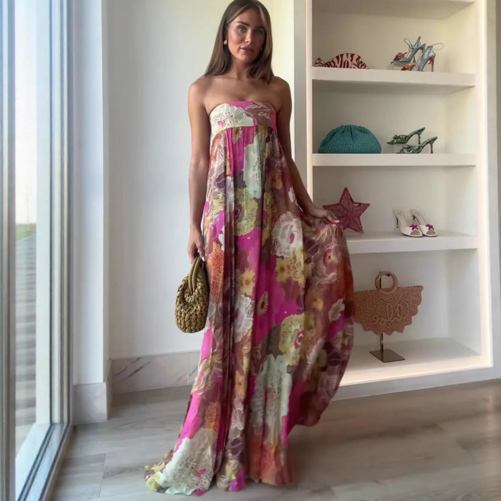 Ärmelloses Plisseekleid mit Blumenmuster – Bild 2 | LuxeStyle