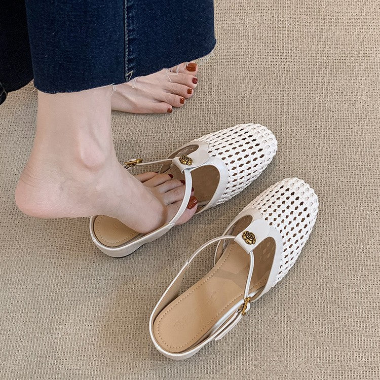 Gewebte Zehensteg-Sandalen mit Schnallen – Bild 5 | LuxeStyle