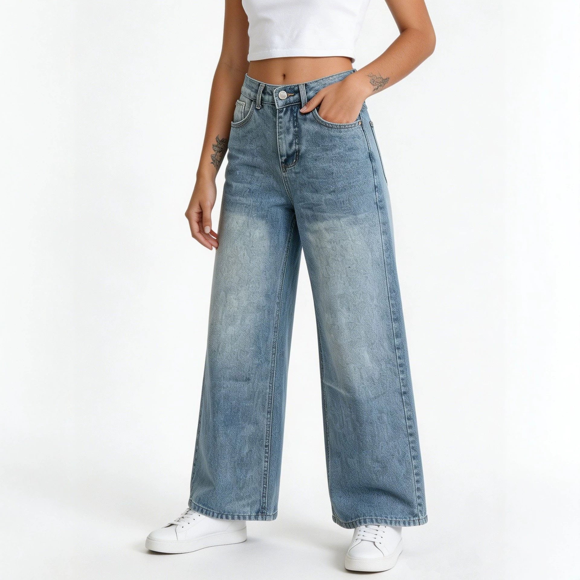 High-Waist Wide-Leg Jeans für Damen