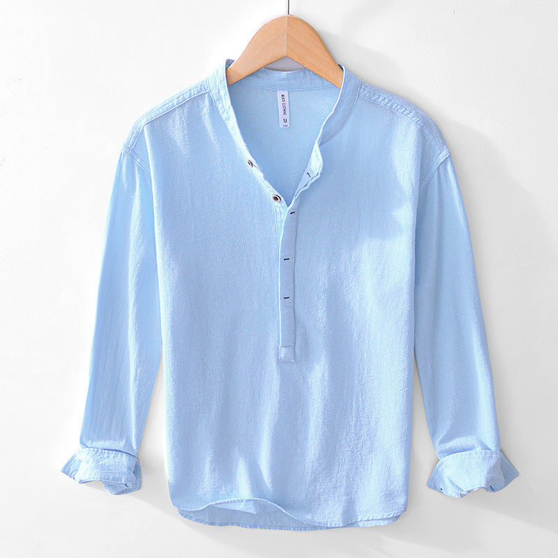 V-Ausschnitt Pullover aus Baumwoll-Leinen