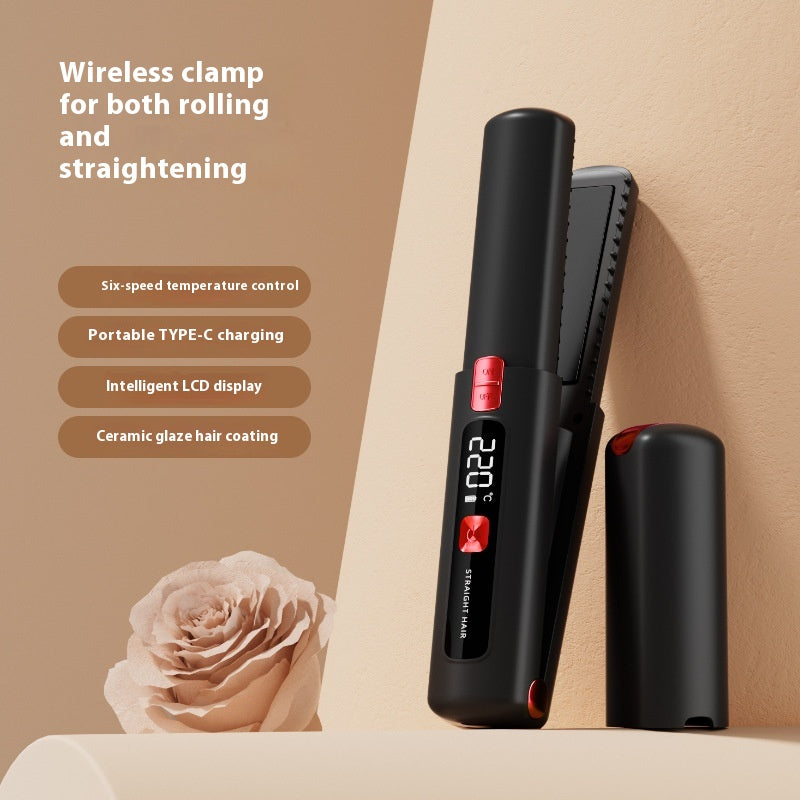 Kabelloses 2-in-1 Glätteisen & Lockenstab mit LCD – Ansicht 2