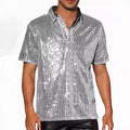 Herren Vintage Disco Polo-Shirt mit Glitzer