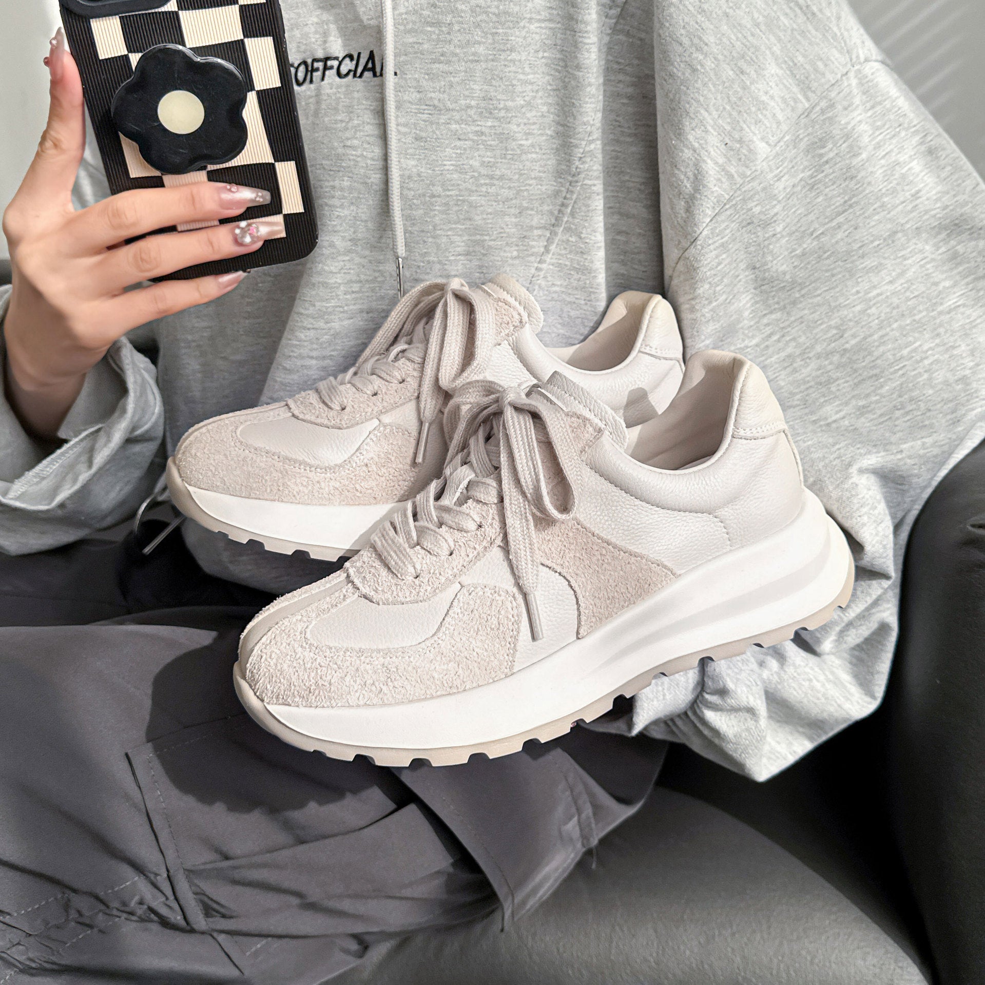 Lässige Schnürschuhe aus Echtleder für Damen