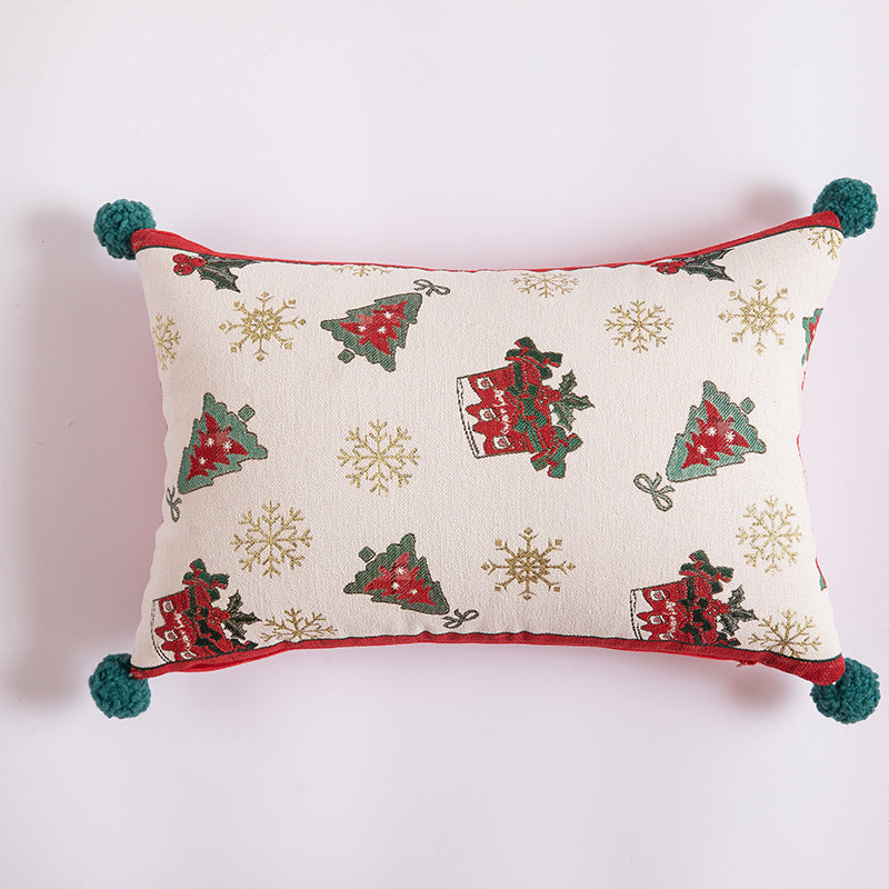 Jacquard-Kissenhülle Weihnachten, Elch & Tanne