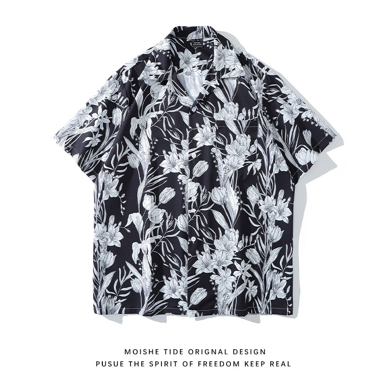 Unisex Strandhemd mit Blumenmuster