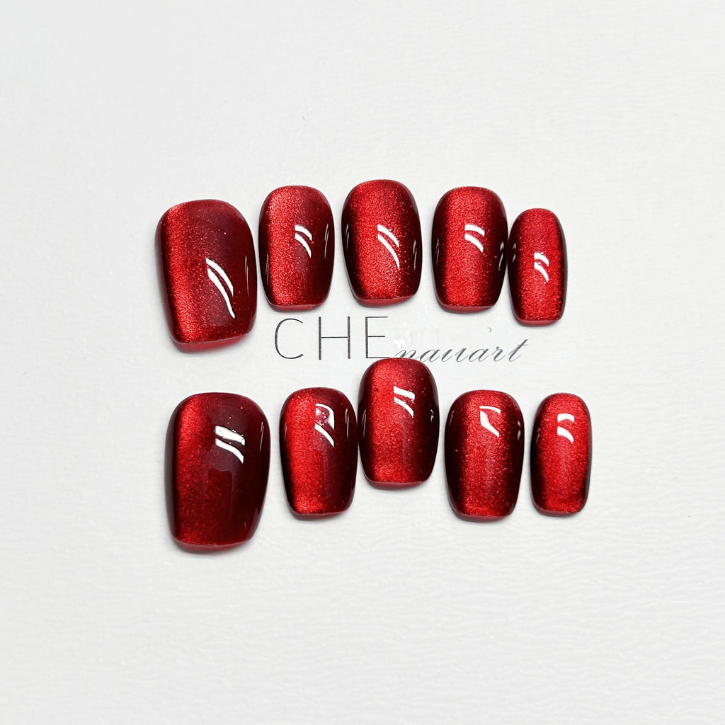 Weinroter Cat Eye Nagelsticker – Bild 8 | LuxeStyle