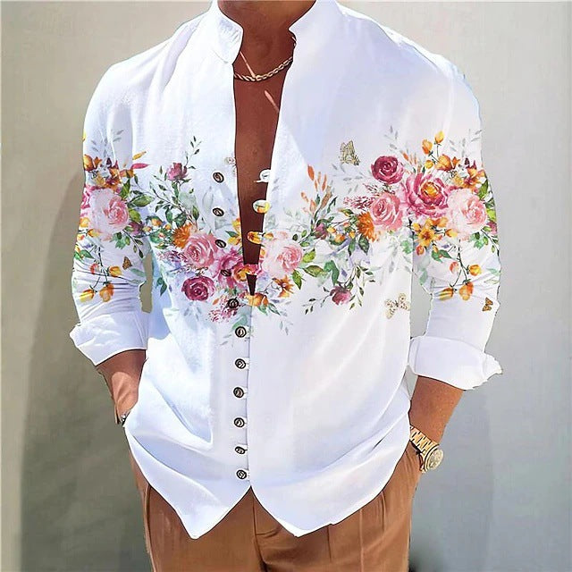 Langärmliges Herren-Mandarin-Kragen-Shirt – Bild 9 | LuxeStyle