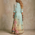 Barock-Chiffonkleid mit Blumenmuster