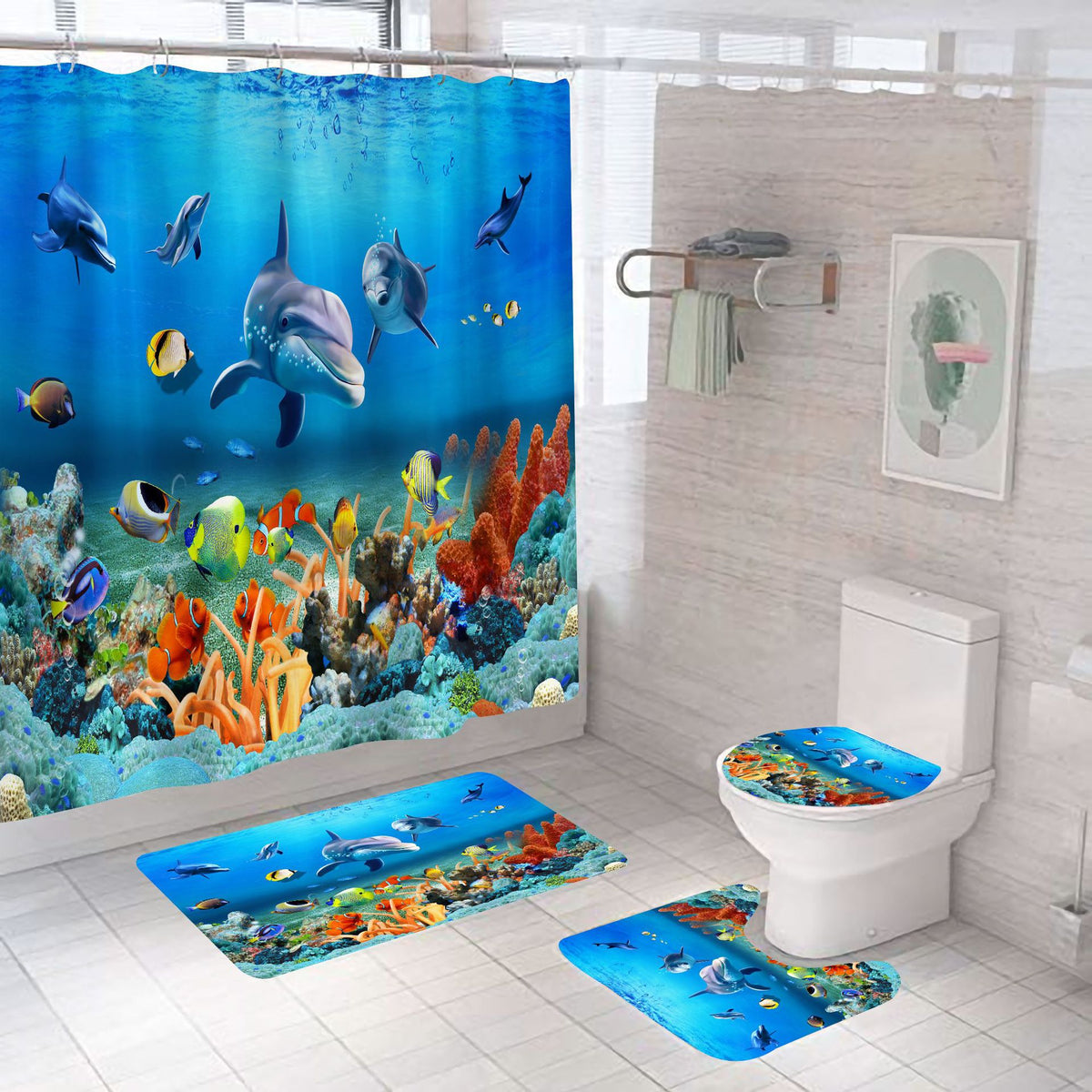 Duschvorhang-Set Unterwasserwelt – Bild 2 | LuxeStyle