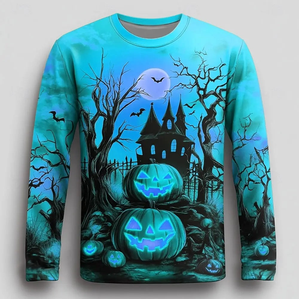 Modal Langarmshirt mit Halloween-Kürbis-Print – Bild 2 | LuxeStyle