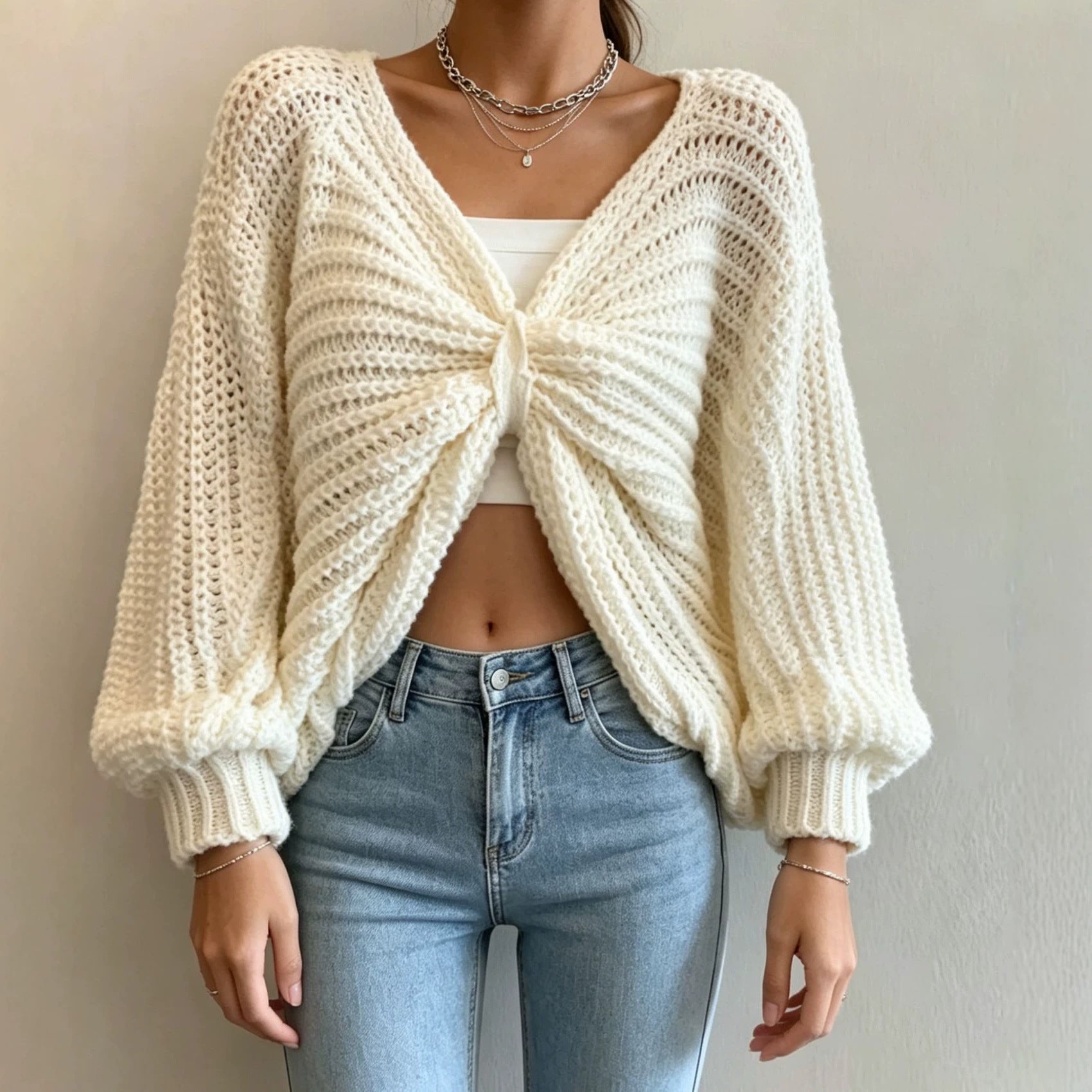 Irregulärer Strickpullover für Damen
