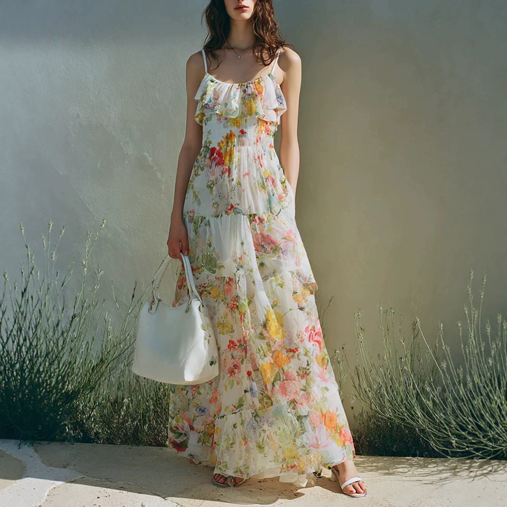 Sommerkleid mit Blumenprint und Chiffon-Lagen – Bild 6 | LuxeStyle