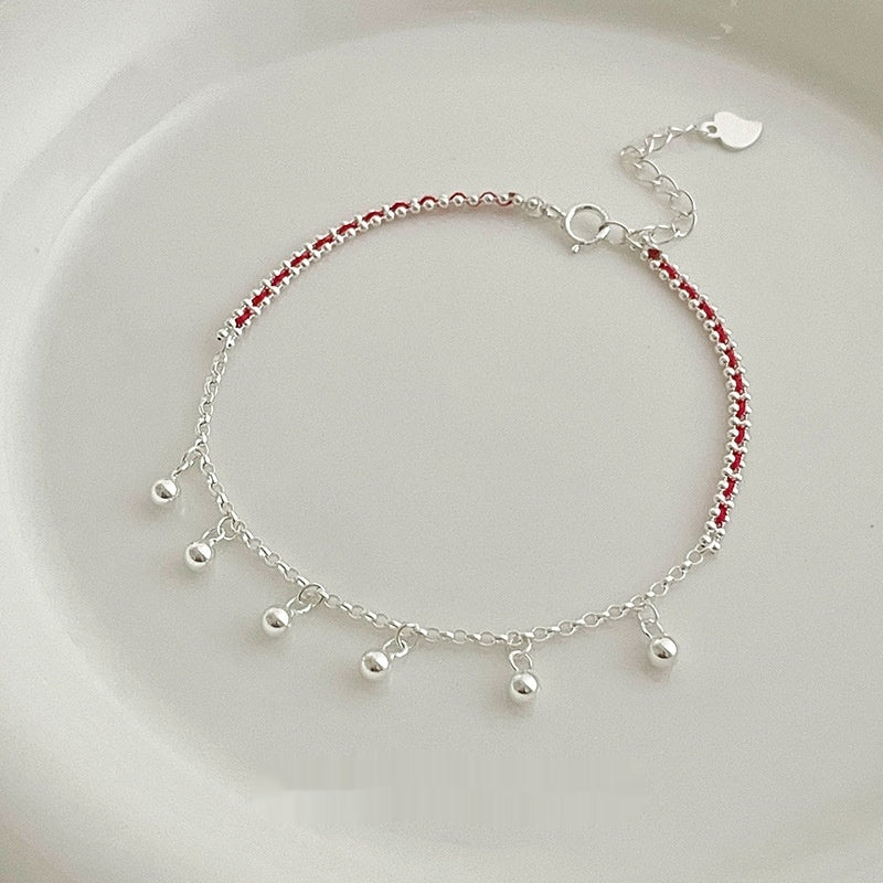 S925 Silber Armband mit roten Quasten – Bild 2 | LuxeStyle