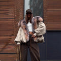Gefütterte Jacke mit Kunstfellkragen