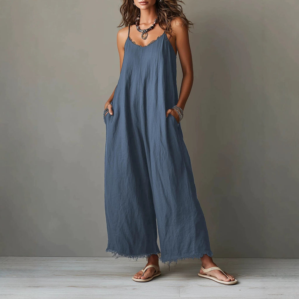 Damen weiter Jumpsuit mit Trägern