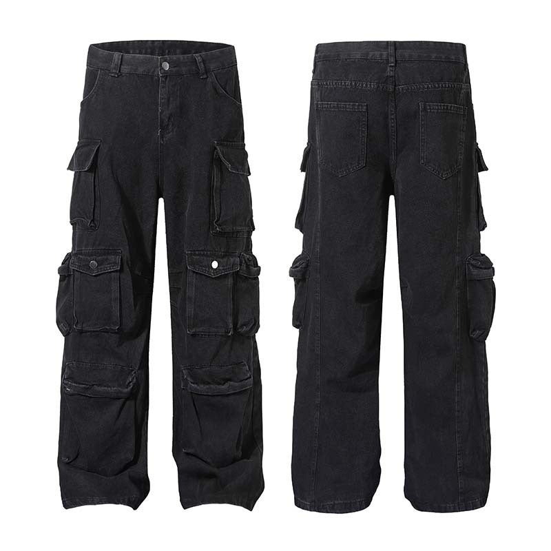 Schwarze Cargo-Hose mit mehreren Taschen