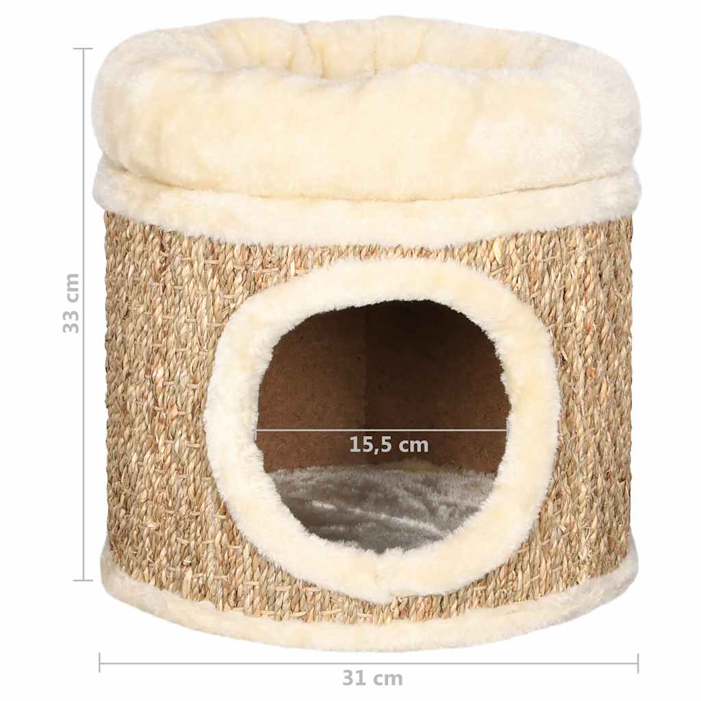 Katzenhöhle mit Luxus-Bett aus Seegras