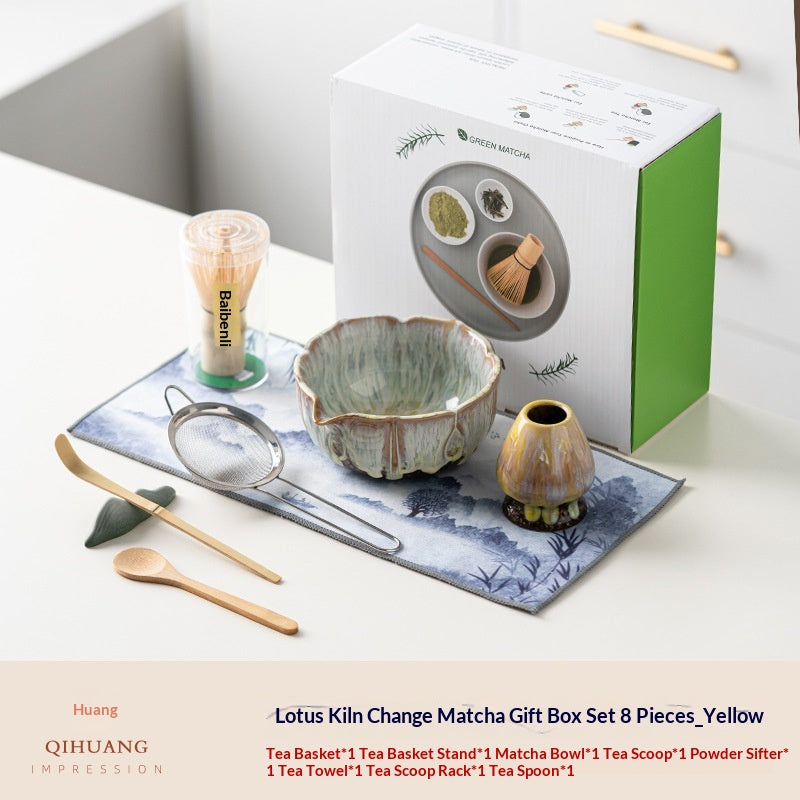 Matcha-Set aus Keramik im Retro-Stil