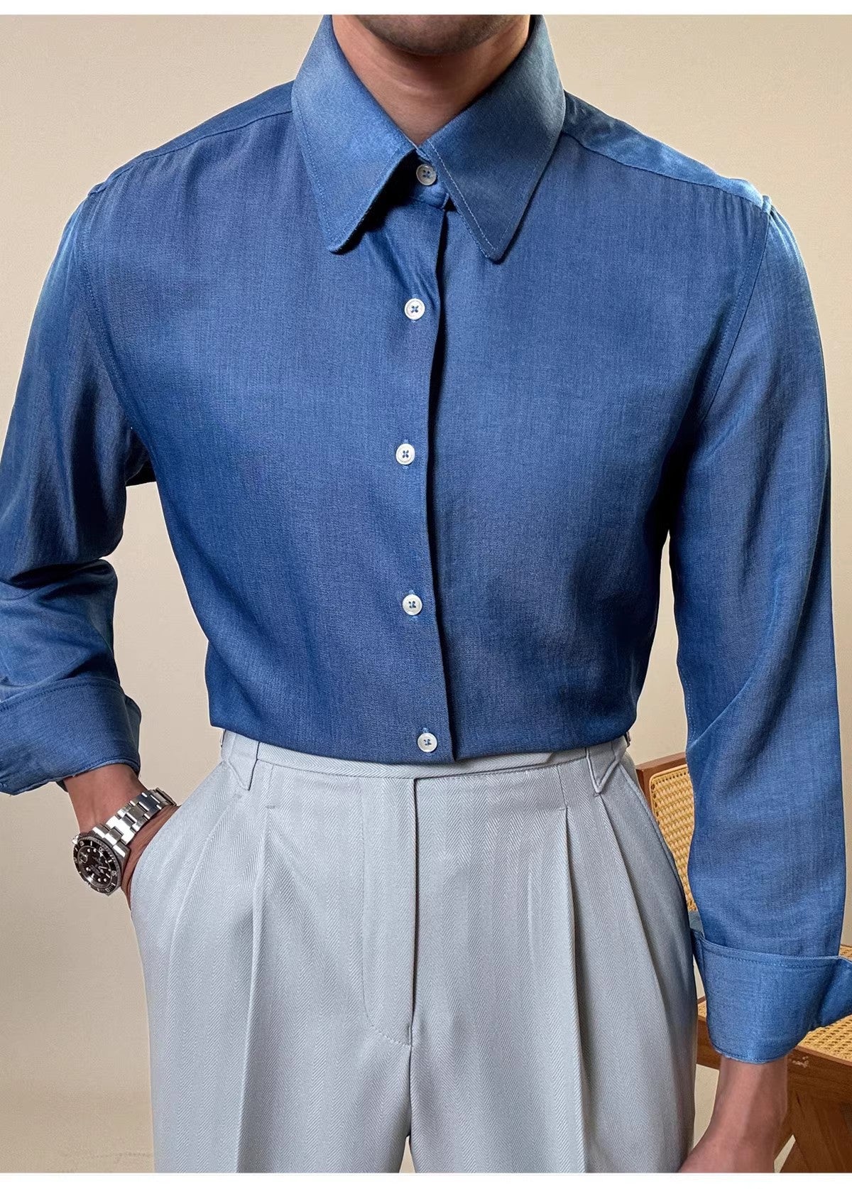 Langarmhemd für Herren – Business Casual – Bild 4 | LuxeStyle