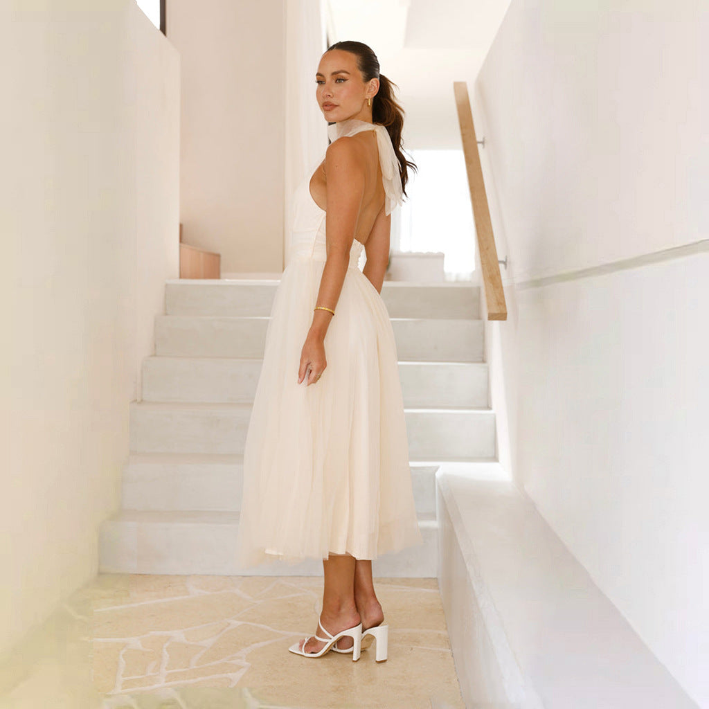 Elegantes Halterneck-Maxikleid aus Mesh