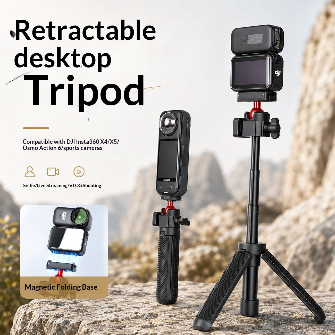 Handstativ für Action Cams und Smartphones