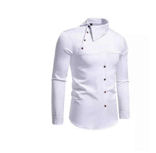 Herren Langarmhemd mit schräger Knopfleiste – Bild 6 | LuxeStyle