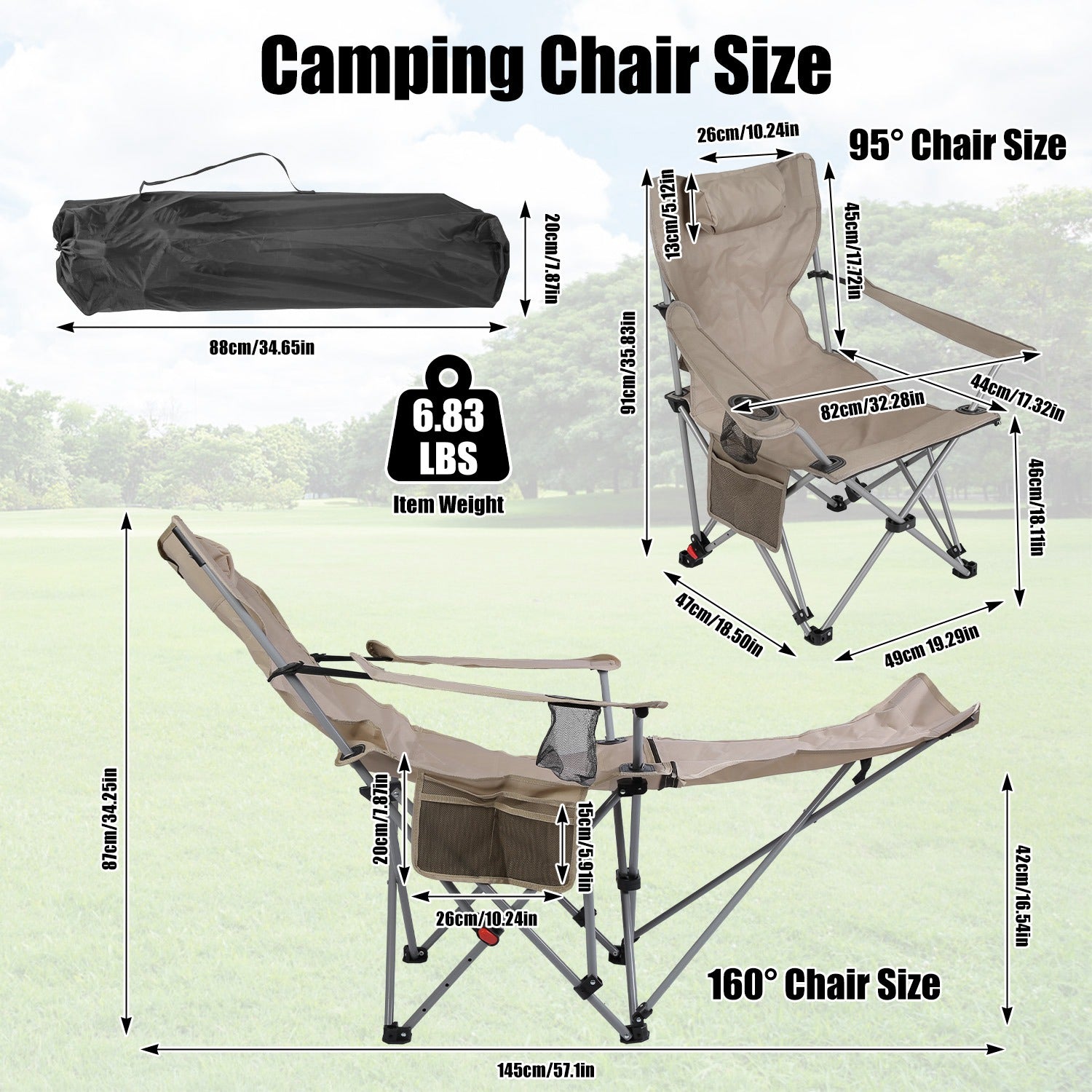 Campingliege mit Fußstütze