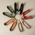 Bequeme Leder-Slipper mit niedrigem Absatz