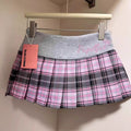 Plaid-Plissee-Rock mit hoher Taille und A-Linie, Midi-Länge