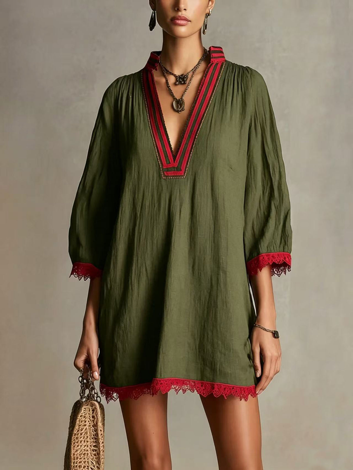 V-Ausschnitt Freizeitkleid für Damen – Bild 2 | LuxeStyle
