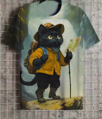 3D Reisekatzen-T-Shirt für Herren