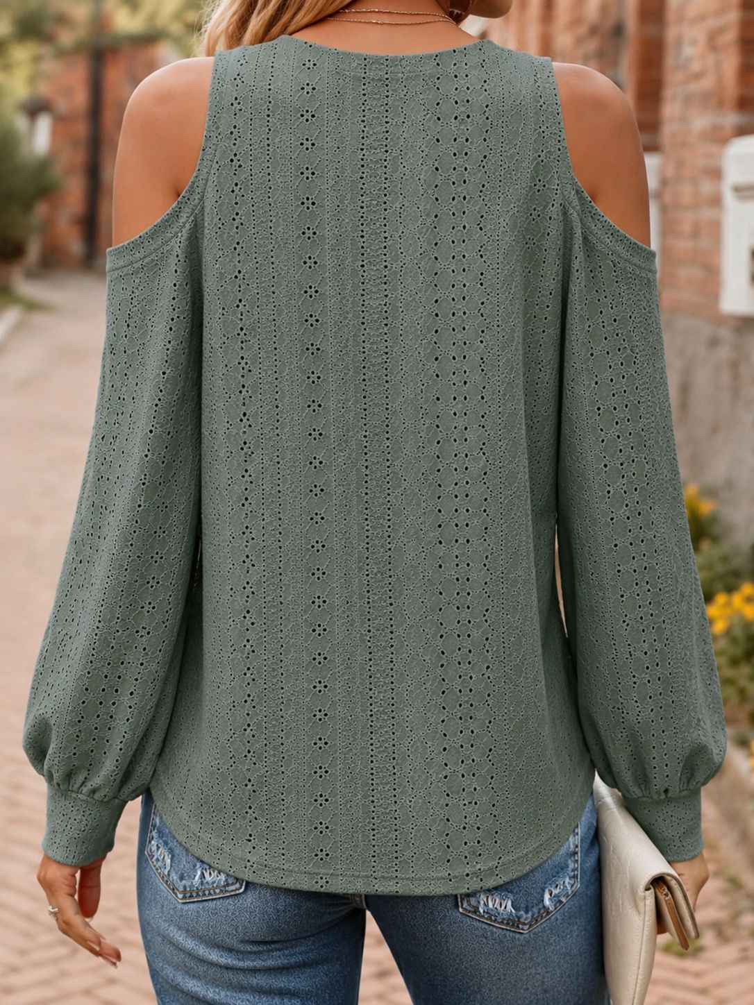 V-Neck Cardigan mit Lochmuster