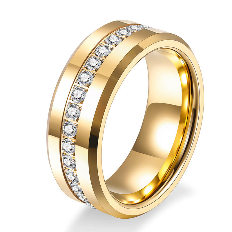 Goldfarbener Ring aus Wolframstahl mit Zirkonia – Bild 4 | LuxeStyle