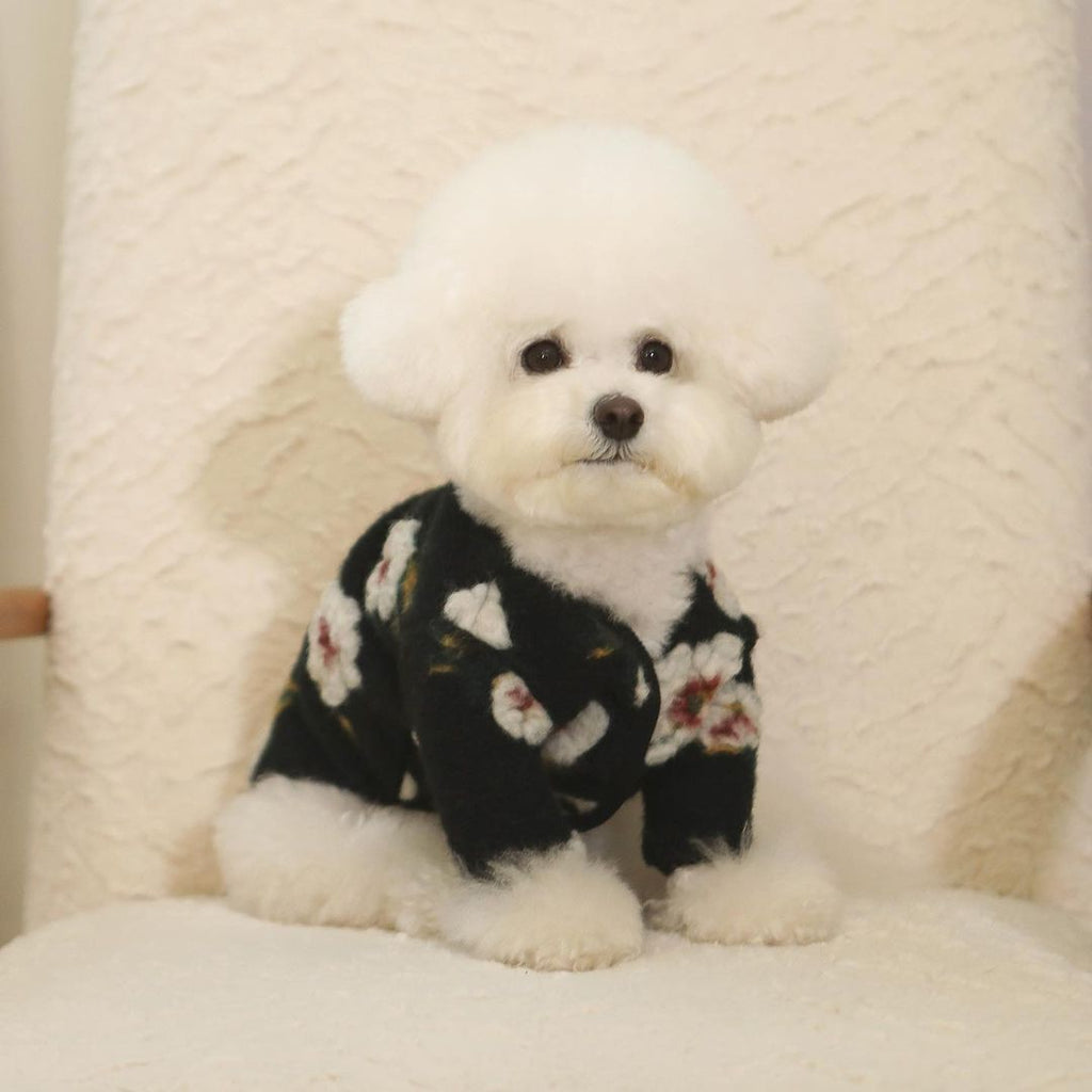 Hundestrickpullover aus Polyester mit Blumenmuster – Bild 6 | LuxeStyle