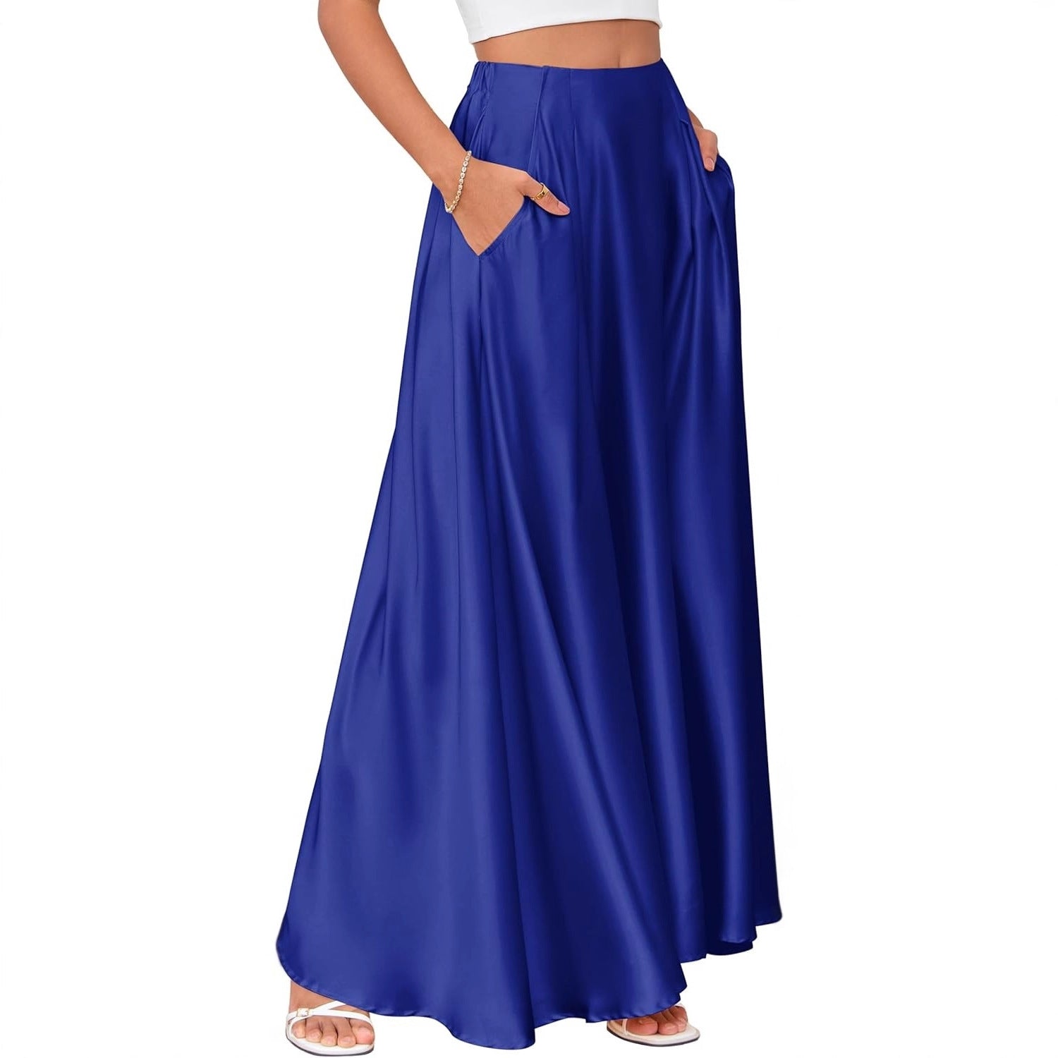 Eleganter Satin A-Linien Rock für Damen – Ansicht 3