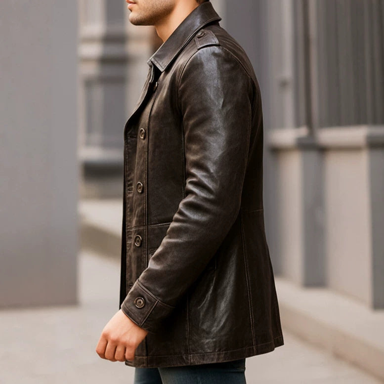 Herren Slim-Fit Kunstlederjacke – Ansicht 4
